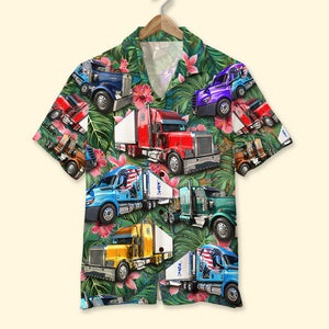 Custom Trucker Hawaiian Shirt, Gift For Trucker Lovers, Tropical Pattern F - Hawaiian Shirts - GoDuckee