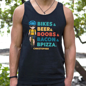 Bikes Beer Boobs Bacon Personalized Biker Shirts - Shirts - GoDuckee