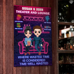 Where Wasted Time Is Considered Time Well Wasted, Couple Cinema Printed Metal Sign - Metal Wall Art - GoDuckee