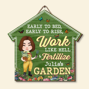 Early To Bed, Early To Rise, Personalized Wood Sign, Gifts For Gardening Girl - Wood Sign - GoDuckee