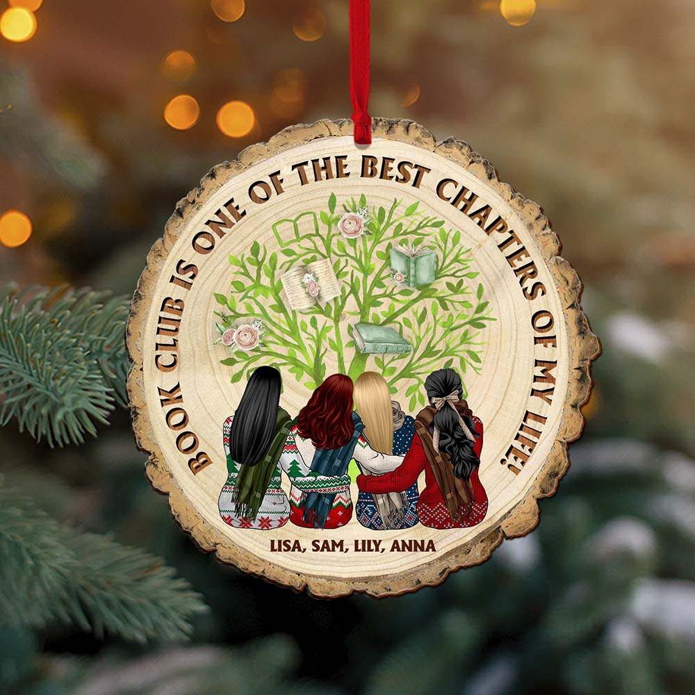 Book Club Friends Best Chapters Of My Life, Personalized Wood Ornament - Ornament - GoDuckee