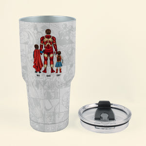 Our Dad is Super, Personalized Tumbler Cup, Father's Day Gifts For Dad - Drinkware - GoDuckee