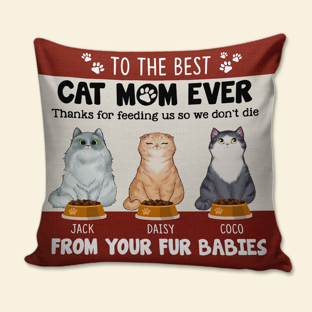 To The Best Cat Mom Ever, Personalized Square Pillow, Mother's Day Gift, Gift For Cat Mom - Pillow - GoDuckee
