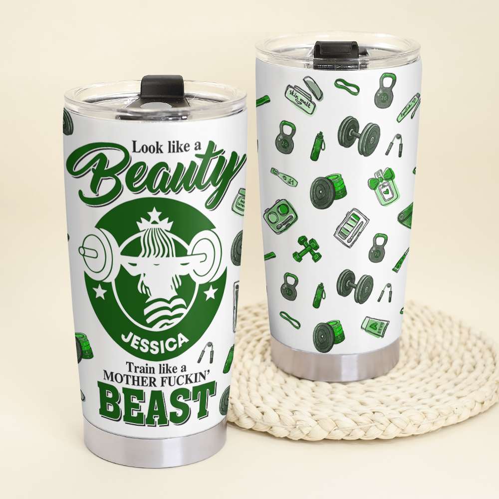 Look Like A Beauty Personalized Gym Tumbler Cup, Gift For Gym Lovers - Tumbler Cup - GoDuckee