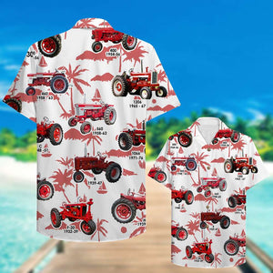 Farmer Hawaiian Shirt - Red Tractors Pattern - Hawaiian Shirts - GoDuckee