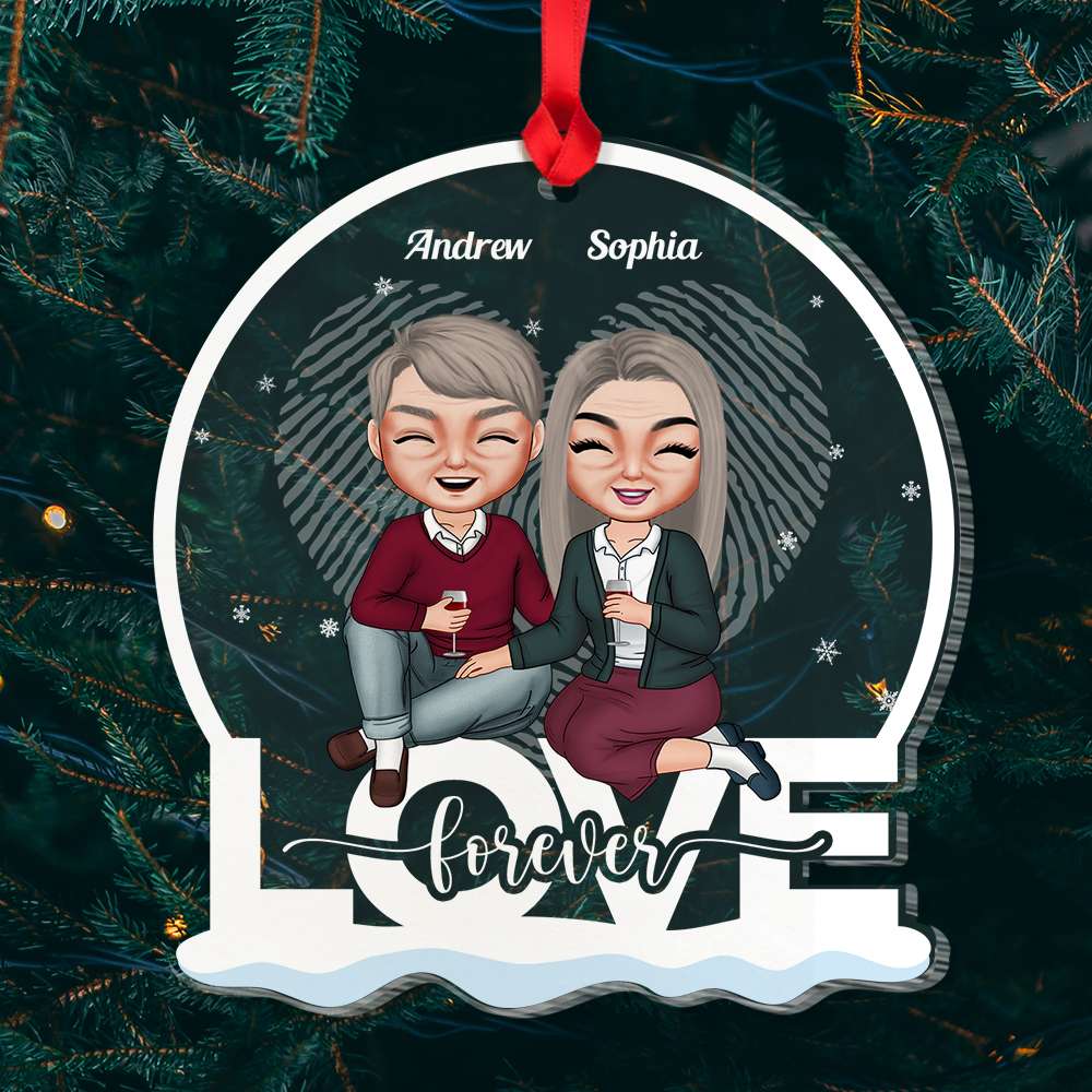Elder Couple In Love Personalized Shape Ornament Gift For Couple - Ornament - GoDuckee