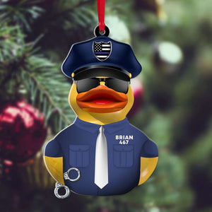 Police Duck, Personalized Duck Acrylic Ornament - Ornament - GoDuckee