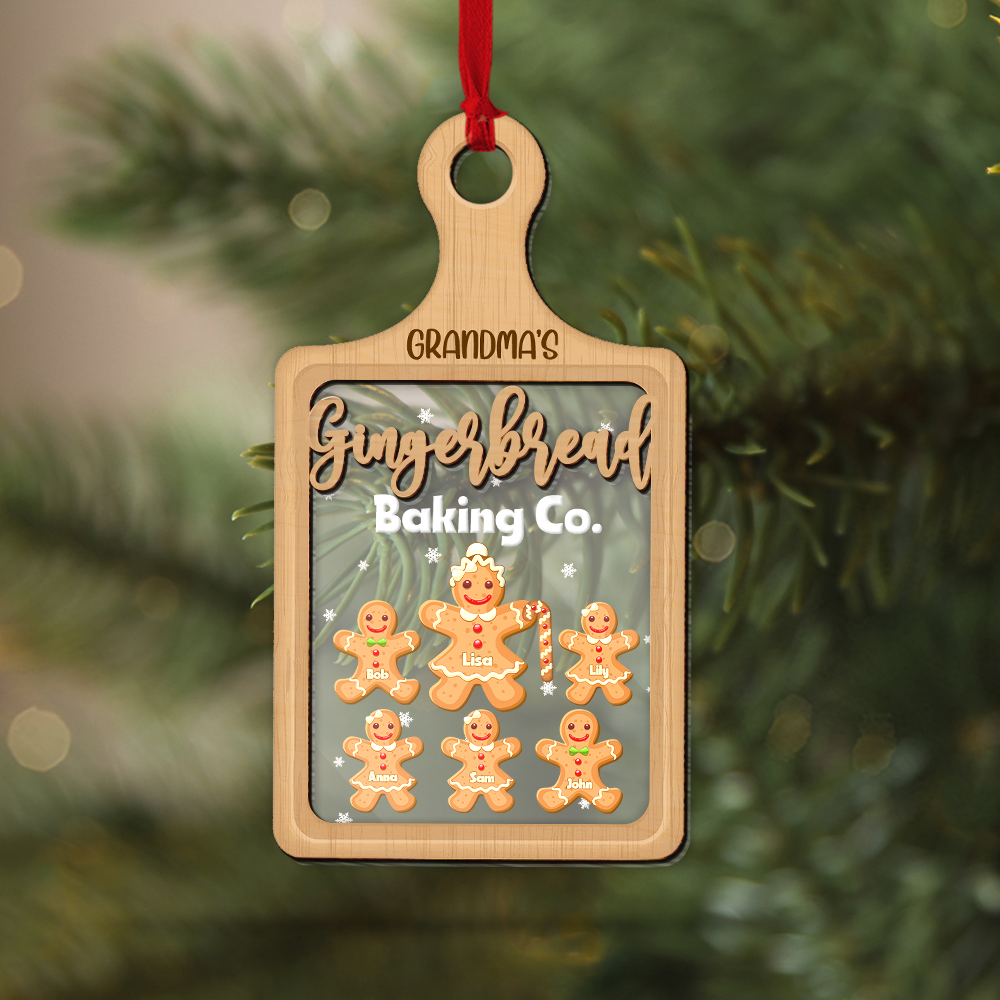 Baking Grandma Gingerbread, Personalized 2 Layered Mix Ornament, Grandma Christmas Gift - Ornament - GoDuckee