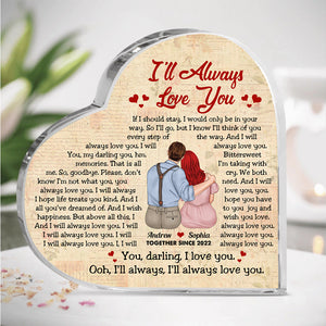 I'll Always Love You Personalized Heart Shaped Acrylic Plaque- Couple Gift - Decorative Plaques - GoDuckee