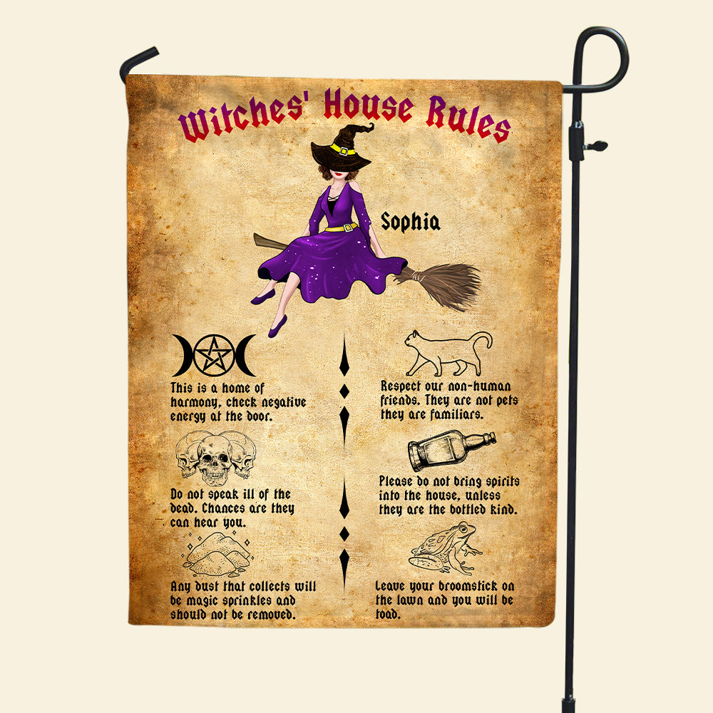 Witches' House Rules The Home Of Harmony, Personalized Witch House Flag For Halloween - Flag - GoDuckee