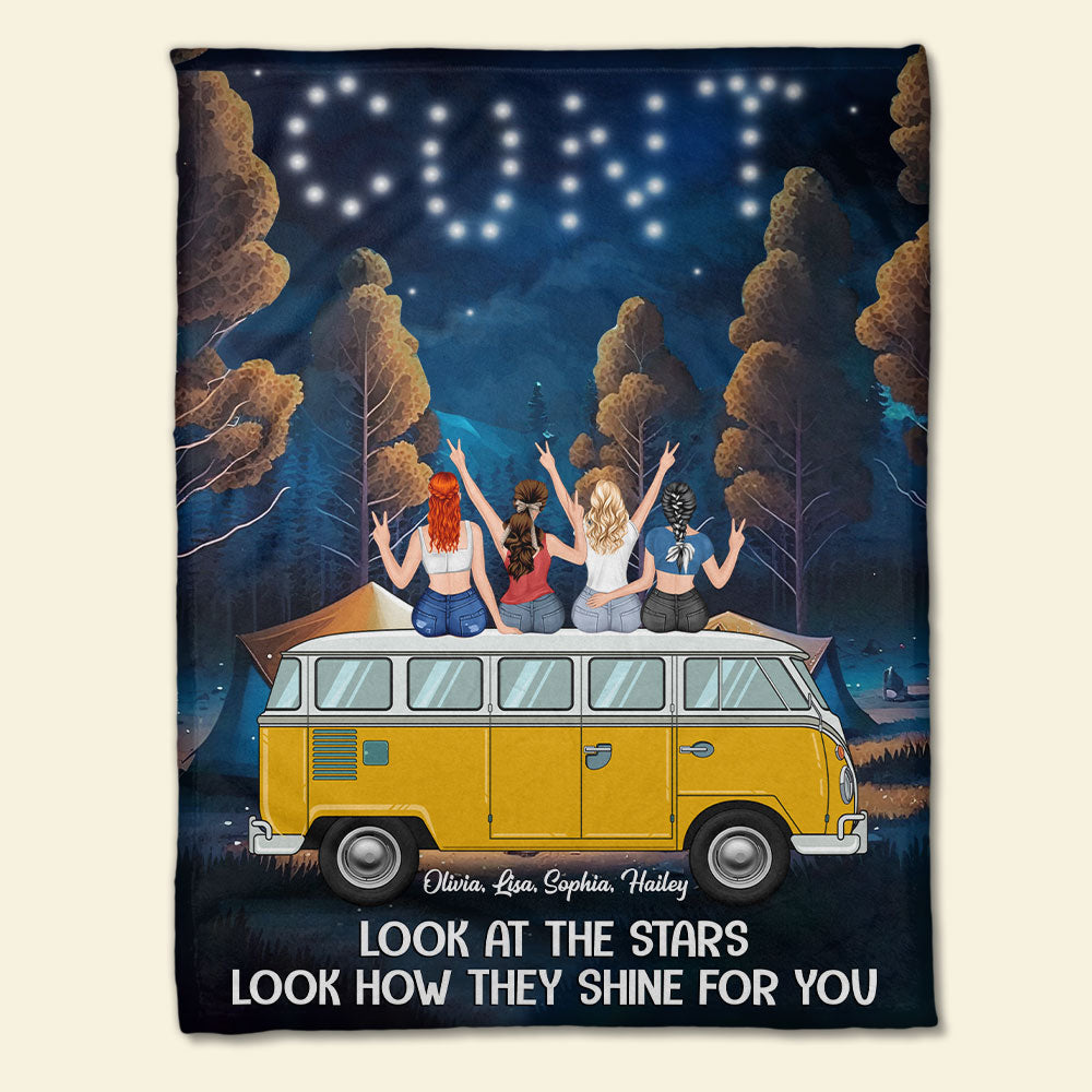 Look At The Stars Look How They Shine For You - Personalized Camping Friends Blanket - Gift For Friends - Blanket - GoDuckee