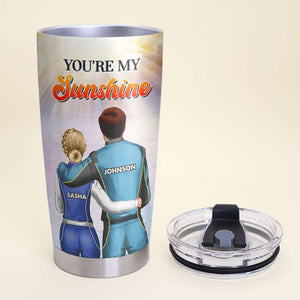 Personalized Racing Couple Tumbler Cup - You Are My Sunshine - Couple Shoulder to Shoulder - Tumbler Cup - GoDuckee