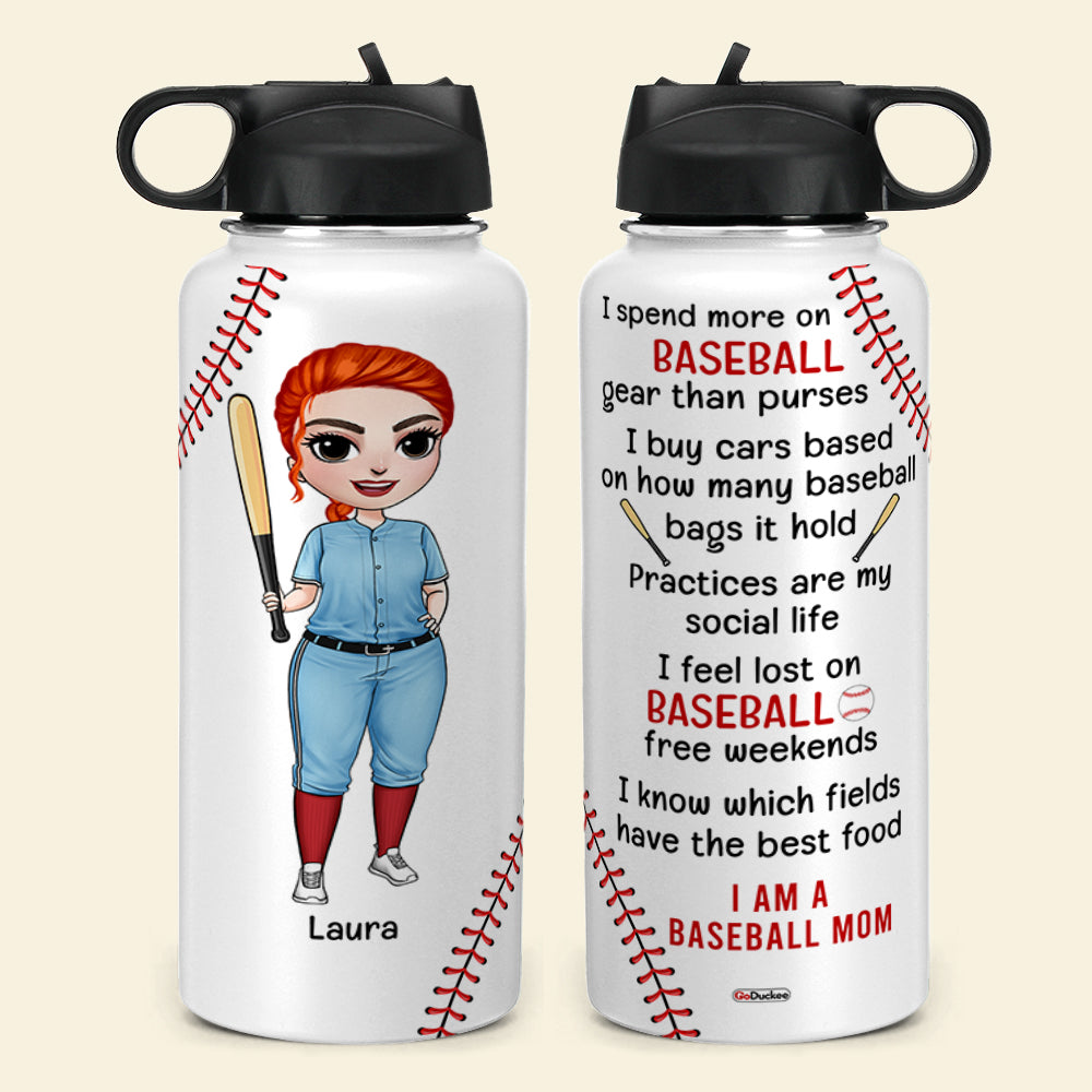 Personalized Baseball Mom Water Bottle - I Spend More On Baseball Gear Than Purse - Water Bottles - GoDuckee