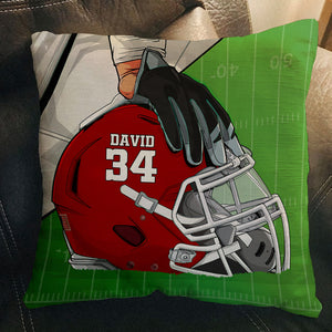 American Football Helmet and Gloves - Personalized Pillow - Gift for American Football Players - Pillow - GoDuckee