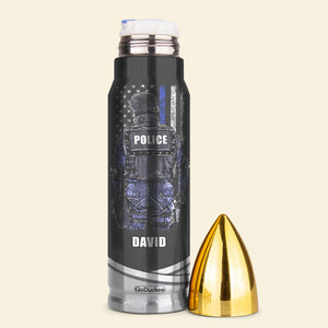 Police Bullet Tumbler - Custom Name & Police Badge - Not All Heroes Wear Capes Some Wear A Badge - Water Bottles - GoDuckee