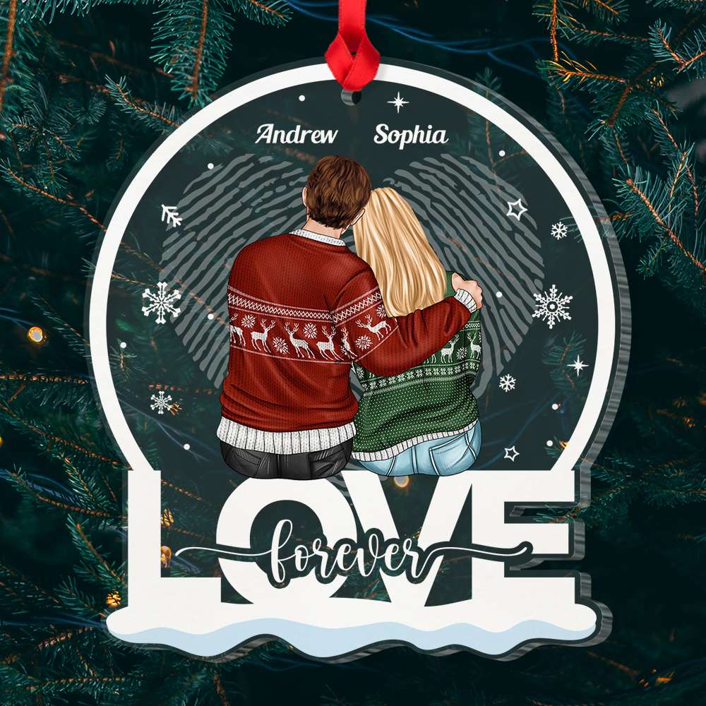 Couple Back View - Love Forever- Personalized Personalized Shape Ornament Gift For Couple - Ornament - GoDuckee