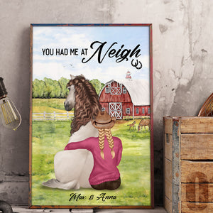 Horse You Had Me At Neigh Personalized Canvas Print For Horse Lover - Poster & Canvas - GoDuckee