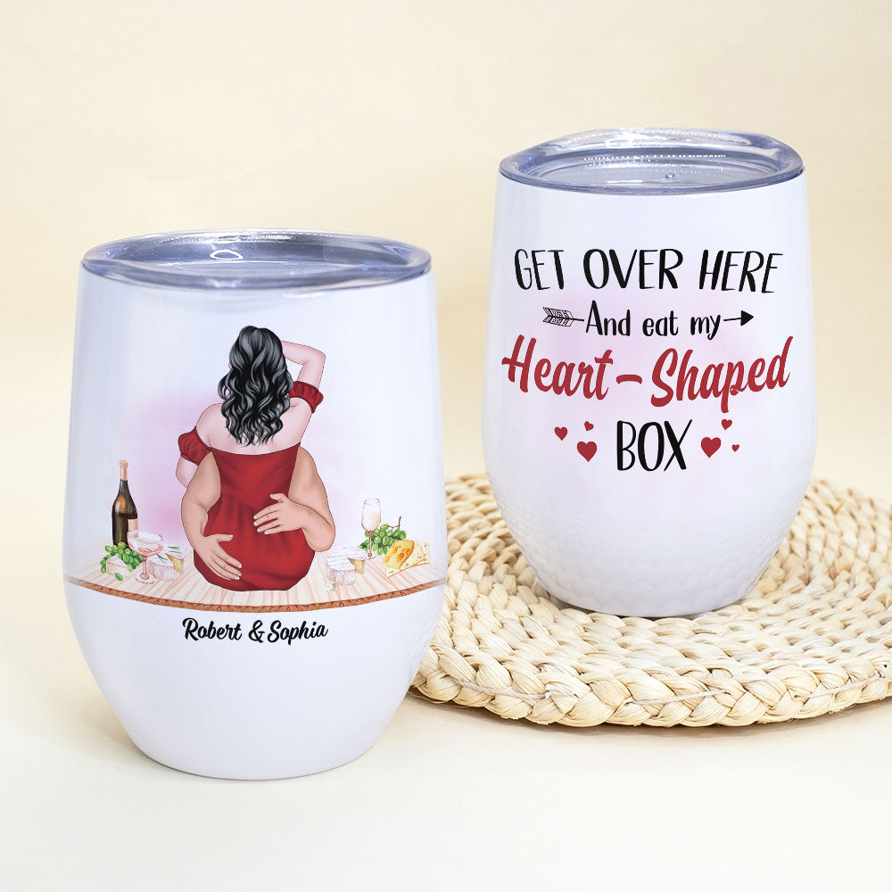Get Over Here And Eat My Heart - Shaped Box, Personalized Couple Tumbler, Gift For Couple - Coffee Mug - GoDuckee