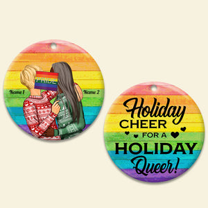 Holiday Cheer Holiday Queer - Personalized LGBT Ornament - Christmas Gift for Couple - Ornament - GoDuckee