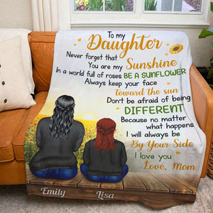 Mother & Daughter Sunflower Personalized Blanket, Gift For Family - Blanket - GoDuckee
