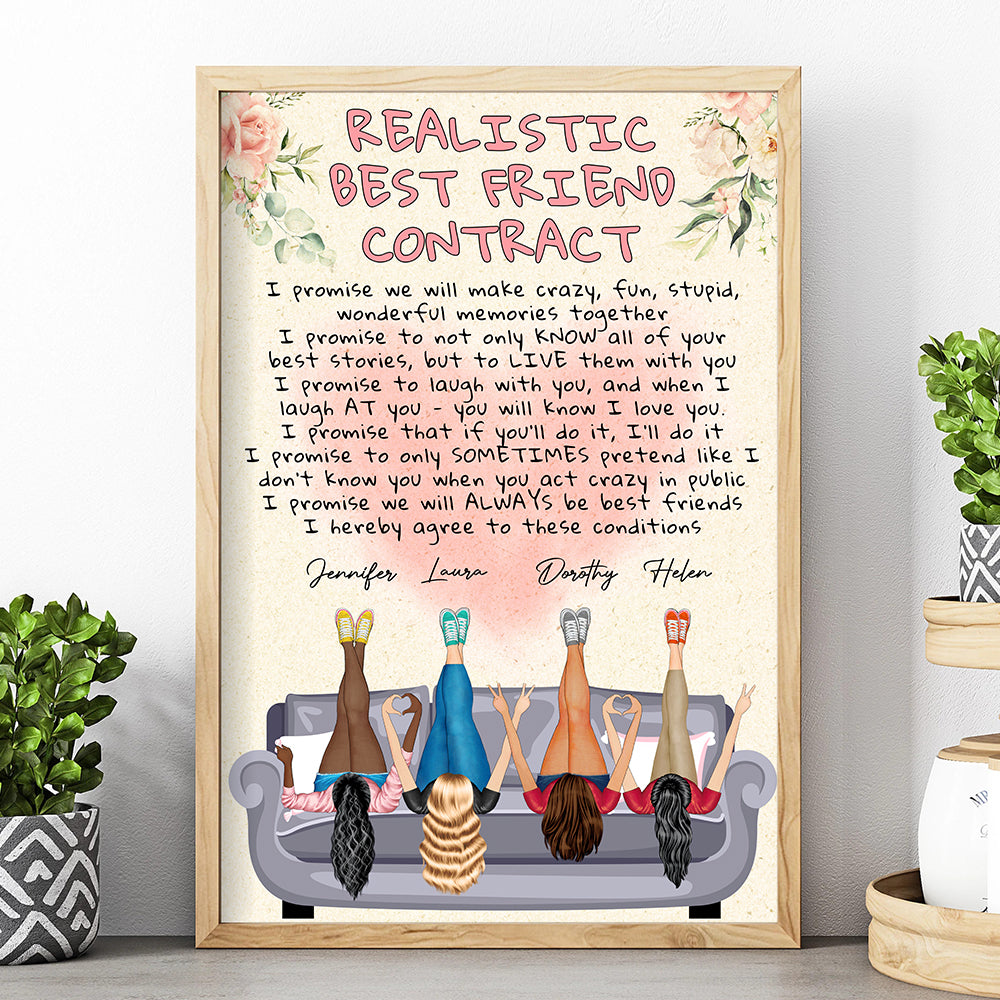 Realistic Best Friend Contract, Bestie Loving Canvas Poster - Poster & Canvas - GoDuckee