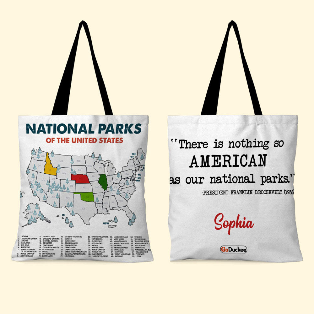 Personalized USA National Park Tote Bag - There Is Nothing So American As Our National Parks - Tote Bag - GoDuckee