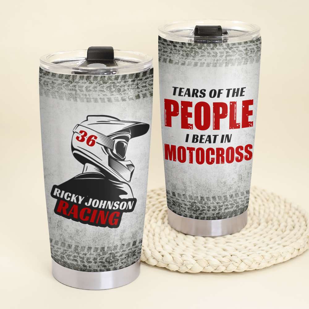 Personalized Motocross Tumbler Cup - Tears of The People I Beat - Gift for Motocross Riders - Tumbler Cup - GoDuckee