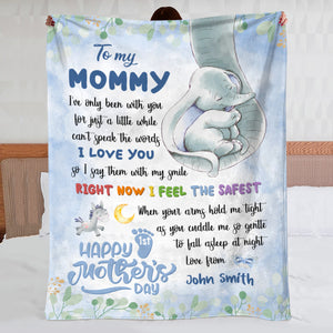 Happy Mother's Day - Elephant New Mom Personalized Blue Blanket - Mother's Day Gift - Mother's Day Blanket - Gift For Mom - Blanket - GoDuckee