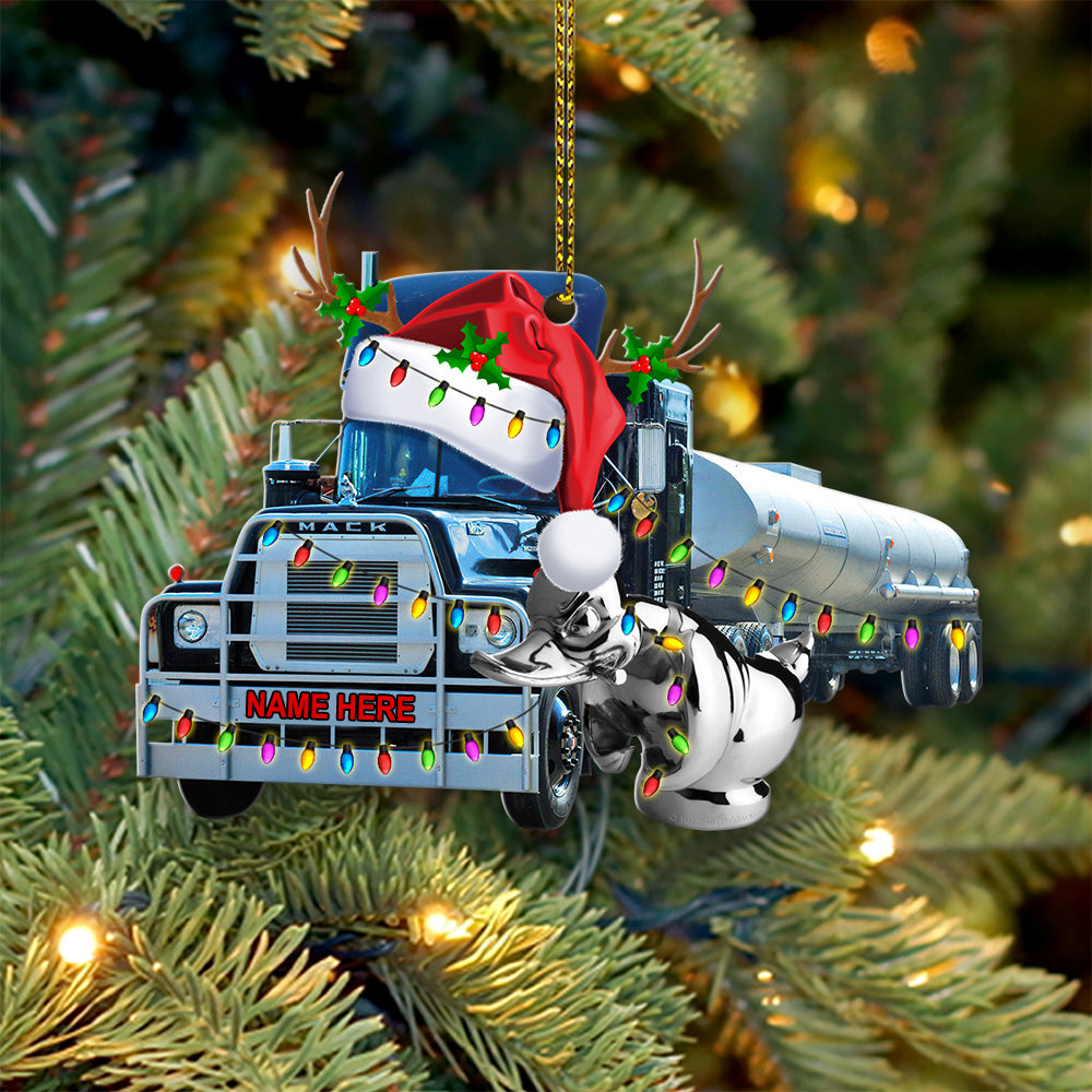 rubber duck christmas tree ornaments Trucker Christmas Semi Truck With Rubber Duck Custom Shape Ornament