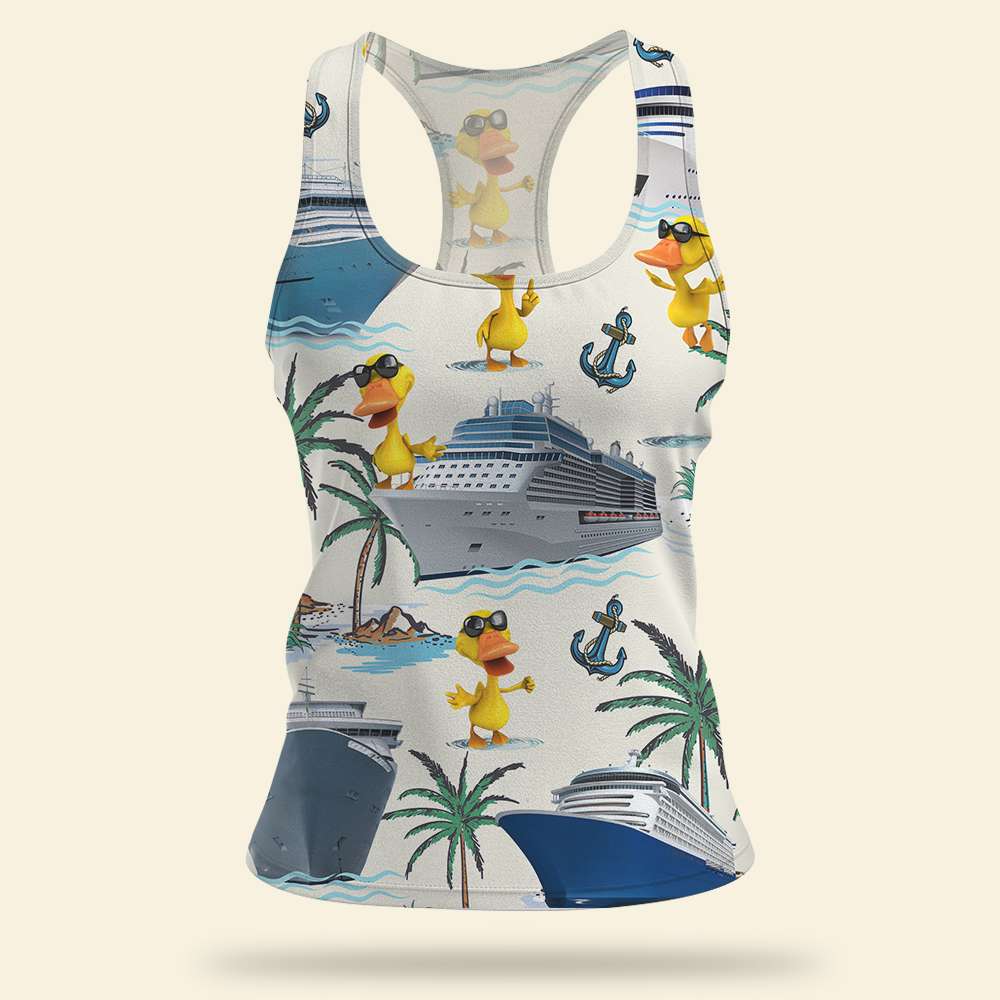 Cruising Duck Happy Cruising Time, Women Tank Top, Gifts for Cruising Lovers - AOP Products - GoDuckee