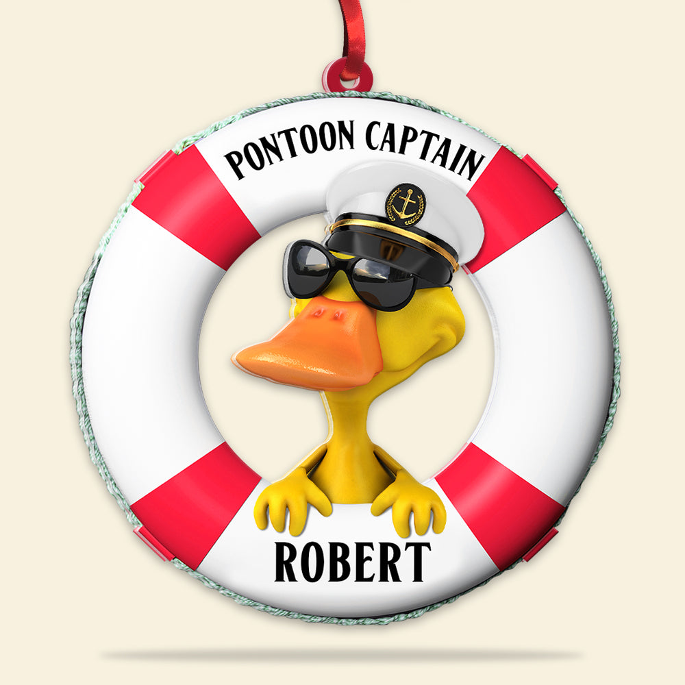 Pontoon Captain Duck Personalized Custom Shape Ornament, Christmas Gift - Ornament - GoDuckee