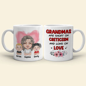 Grandmas Are Short On Criticism And Long On Love, Grandparents And Children Personalized Coffee Mug Gift For Grandparents - Coffee Mug - GoDuckee