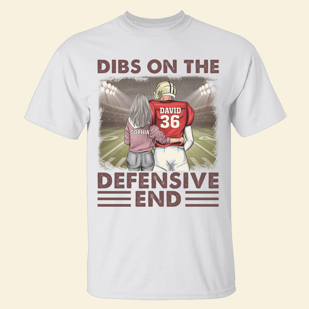American Football Couple Dibs On The Defensive End Custom Shirts - Shirts - GoDuckee
