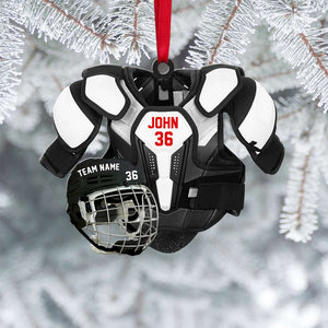 Hockey Helmet and Shoulder Pads - Personalized Christmas Ornament - Gift for Hockey Players - Ornament - GoDuckee