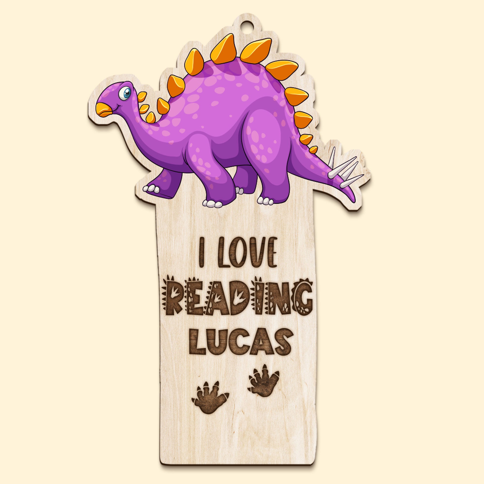 I Love Reading Personalized Dinosaur Wooden Bookmark Gift For Book Lovers - Bookmarks - GoDuckee