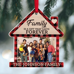 Family Is A Gift That Lasts Forever, Custom Family Photo Ornament, Christmas Tree Decor - Ornament - GoDuckee