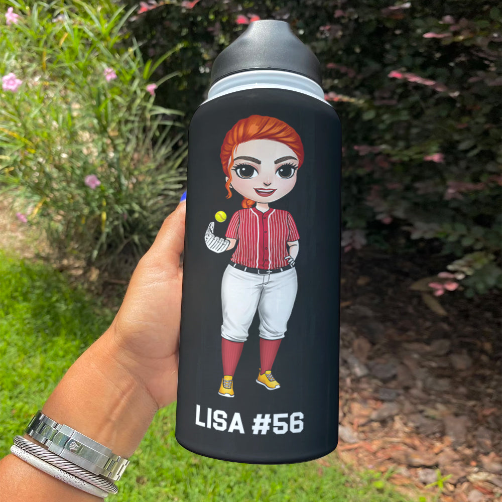 Personalized Softball Water Bottle for Girls