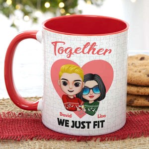 Together We Just Fit - You Are My Missing Piece, Personalized Couple Puzzle Accent Mug - Coffee Mug - GoDuckee