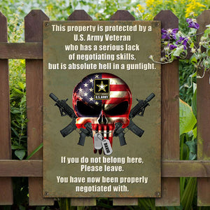 This Property Is Protected, Personalized Metal Sign, Gifts for Veteran, Custom Military Unit - Metal Wall Art - GoDuckee