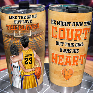 Personalized Basketball Couple Tumbler - Like The Game But Love The Player - Tumbler Cup - GoDuckee