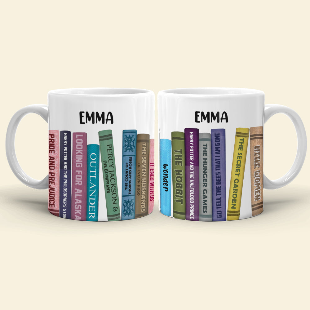 Custom Book Titles Mug, Gift For Book Lovers - Coffee Mug - GoDuckee