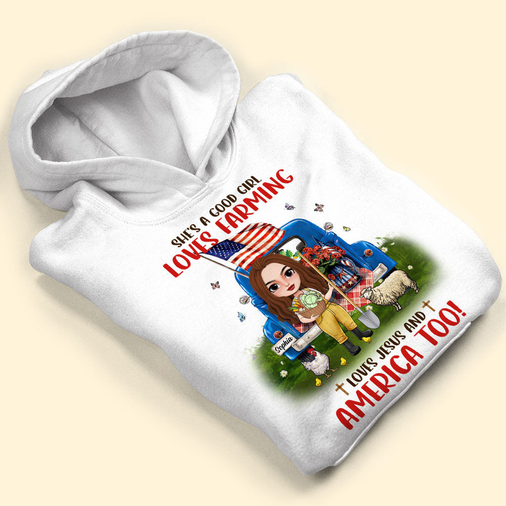 She's A Good Girl Loves Farming Personalized American Farmer Shirt Gift For Farming Lovers - Shirts - GoDuckee