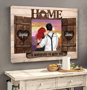 Home Is Wherever I'm With You Personalized Couple Canvas Print, Gift For Couple - Poster & Canvas - GoDuckee