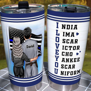 Personalized Police Couple Tumbler Cup - India Lima Oscar Victor Echo - Tumbler Cup - GoDuckee