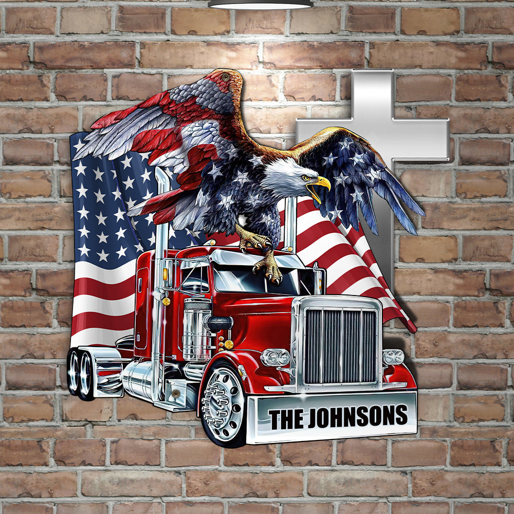 Personalized Us Flag Truck Driver Sign Pick Up Truck Custom Metal