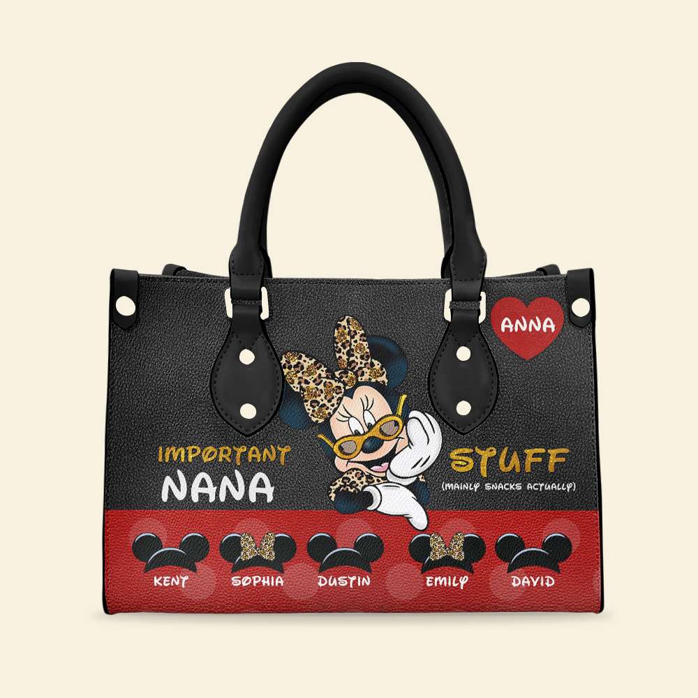 Grandma Important Stuff, Personalized Leather Bag in 2023