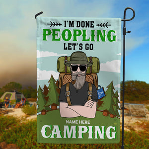 Personalized Gifts Flag Ideas For Camping Lovers, I'm Done Peopling Let's Go Camping Custom Flag - Flag - GoDuckee