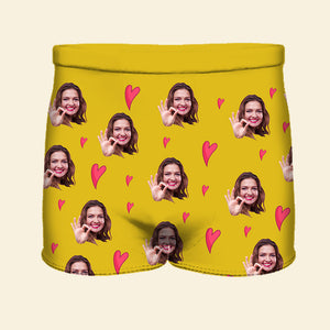 Custom Photo Men Boxer Briefs Yellow Heart - Boxer Briefs - GoDuckee