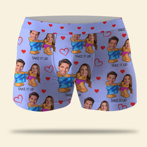 Take It Up, Custom Couple Boxer Briefs Underwear, Gift For Couple, Heart Pattern - Boxer Briefs - GoDuckee