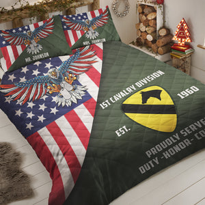 Military Bed Set Proudly Served Duty-Honor-Country - Personalized Quilt Bed Set Custom Military Unit - Quilts & Comforters - GoDuckee